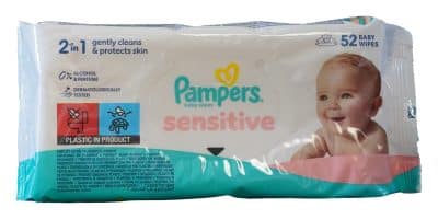 Pampers, 52ks, Sensitive,Vyťahov. utierky, Bábätko