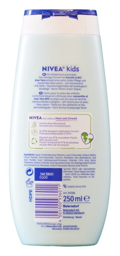 NIVEA Kids, 250ml, 3in1 Šampón, Magic. Jablko – zadná strana