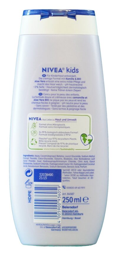 Nivea Kids, 250ml, 3in1, Lesné ovocie – zadná strana